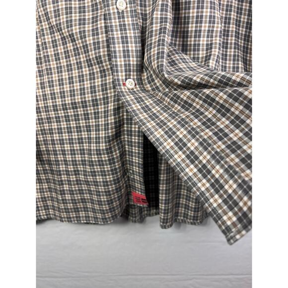 Daniel Cremieux Shirt -Mens XL-Non-Iron Gray Tan White Plaid LS BD - Picture 4 of 5